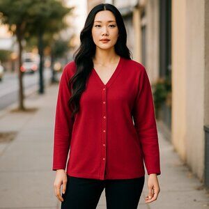 White Stag Red Cardigan Sweater 14W/16W